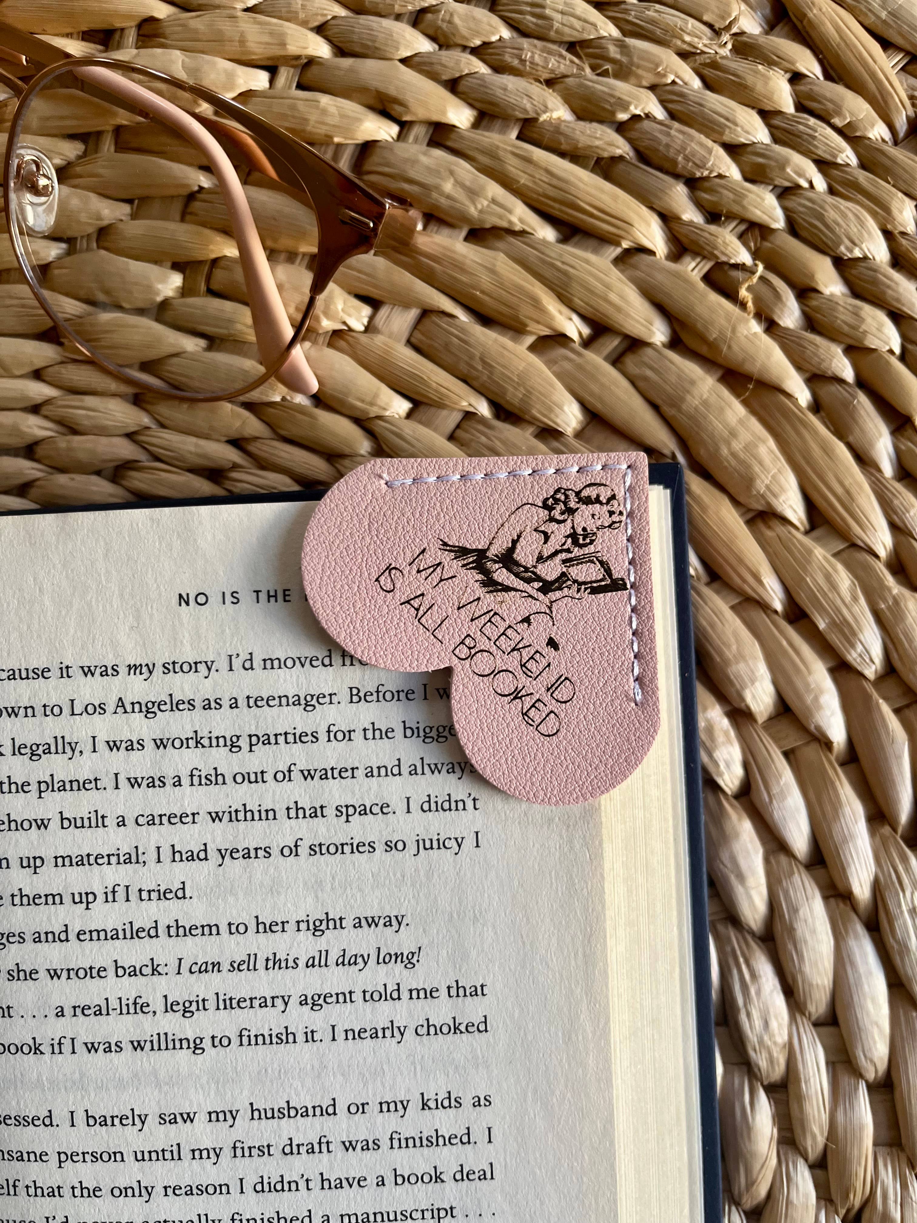 Retro Weekend is Booked Leather Heart Bookmark Ear