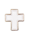 Cross Shaped Trinket Dish   White/Gold   5x5