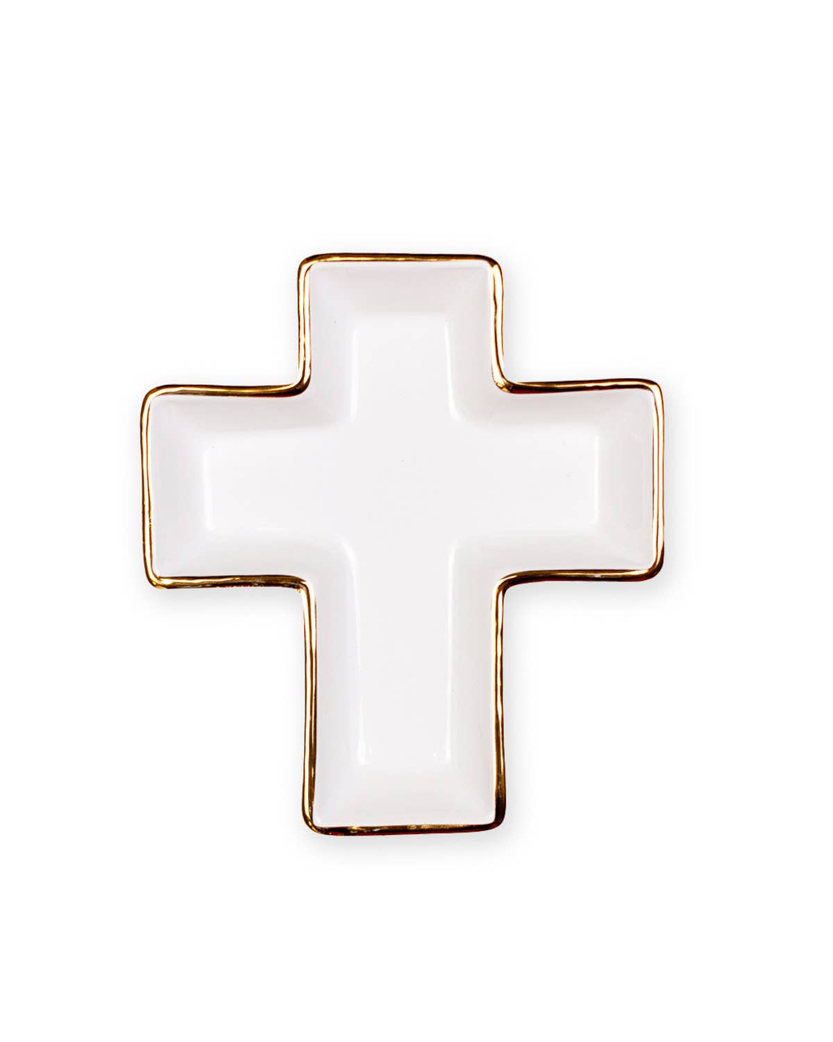 Cross Shaped Trinket Dish   White/Gold   5x5