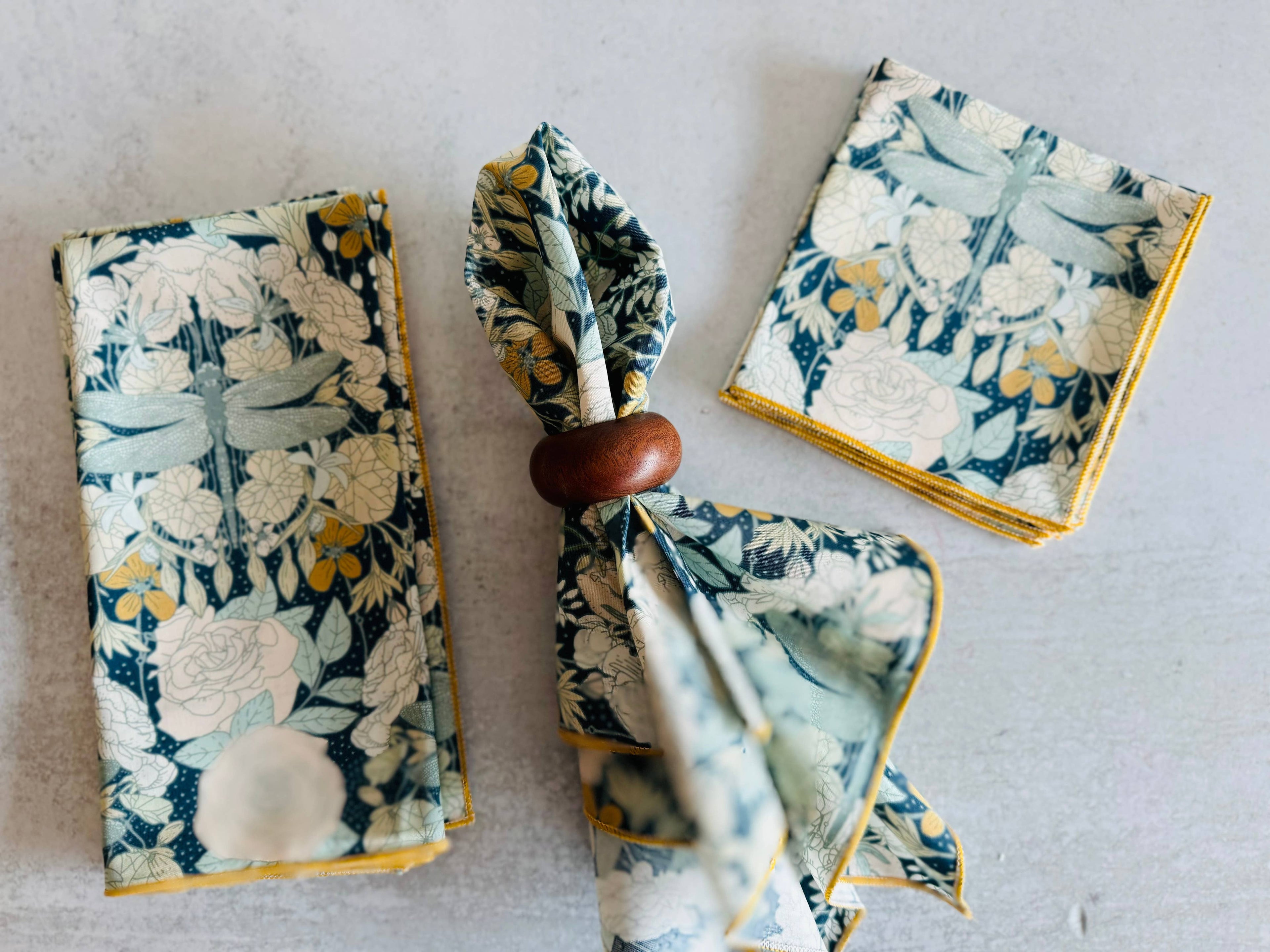 DOT AND ARMY -Dragonflies at Twilight Cloth Napkins, set of four