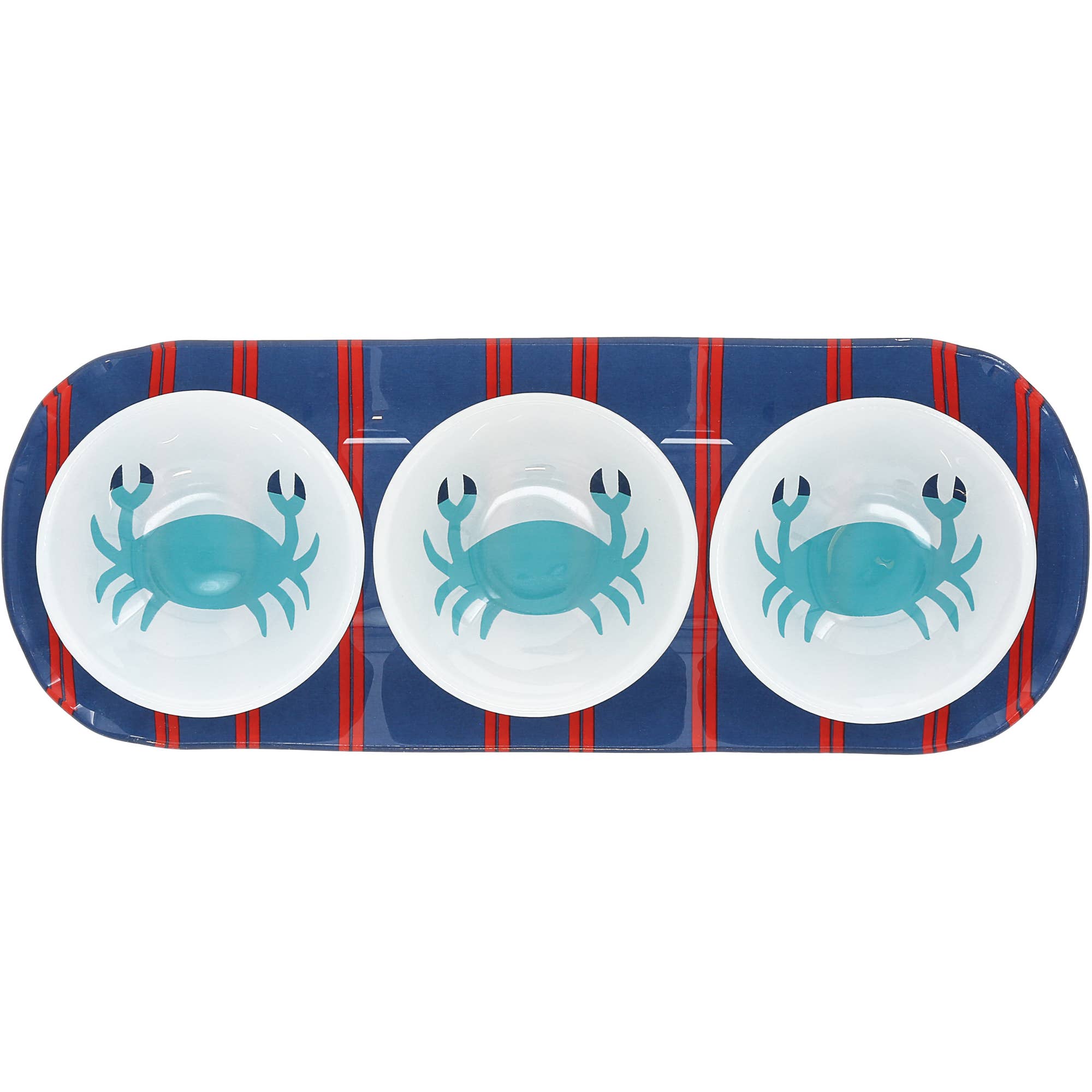 Crab Glass Serving Tray with 3 Bowls