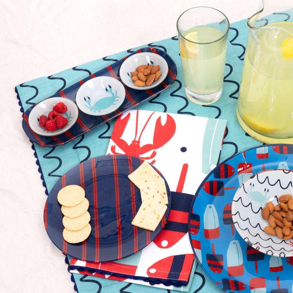 Crab Glass Serving Tray with 3 Bowls