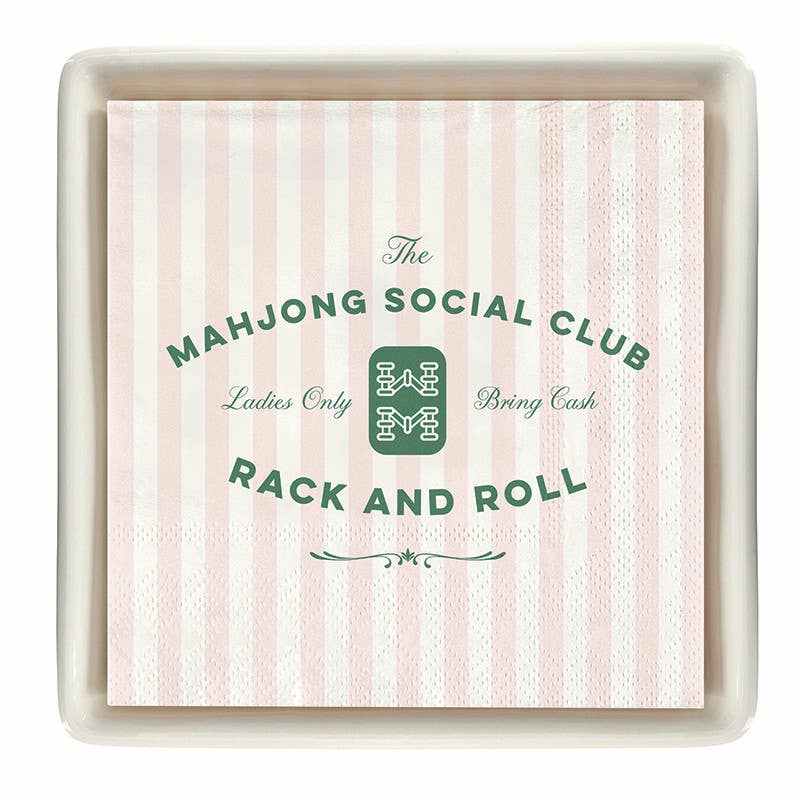 Ceramic Napkin Tray + Napkins set gift - Mahjong Social Club