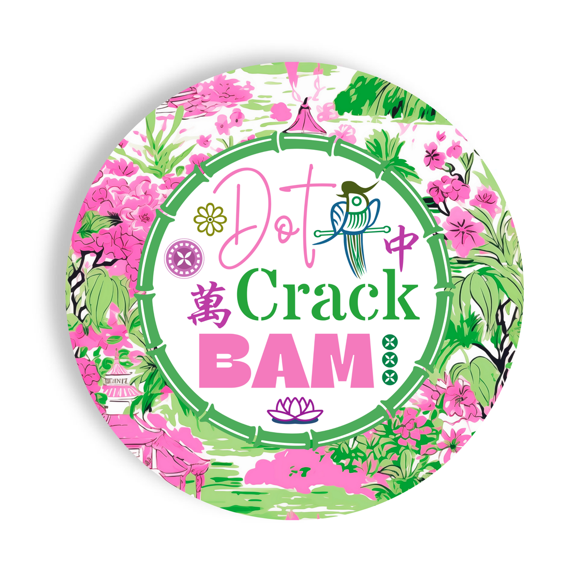 Mahjong DOT CRACK BAM - GREEN- Dessert  Paper Plates–