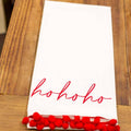 HoHoHo Pom Pom Hand Towel   White/Red   20x28