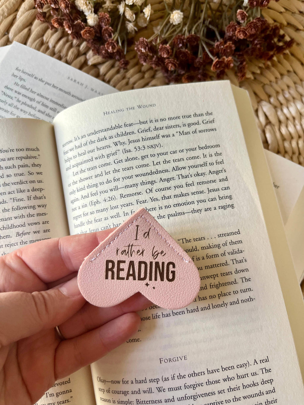 I'd rather be reading Leather Heart Bookmark Ear