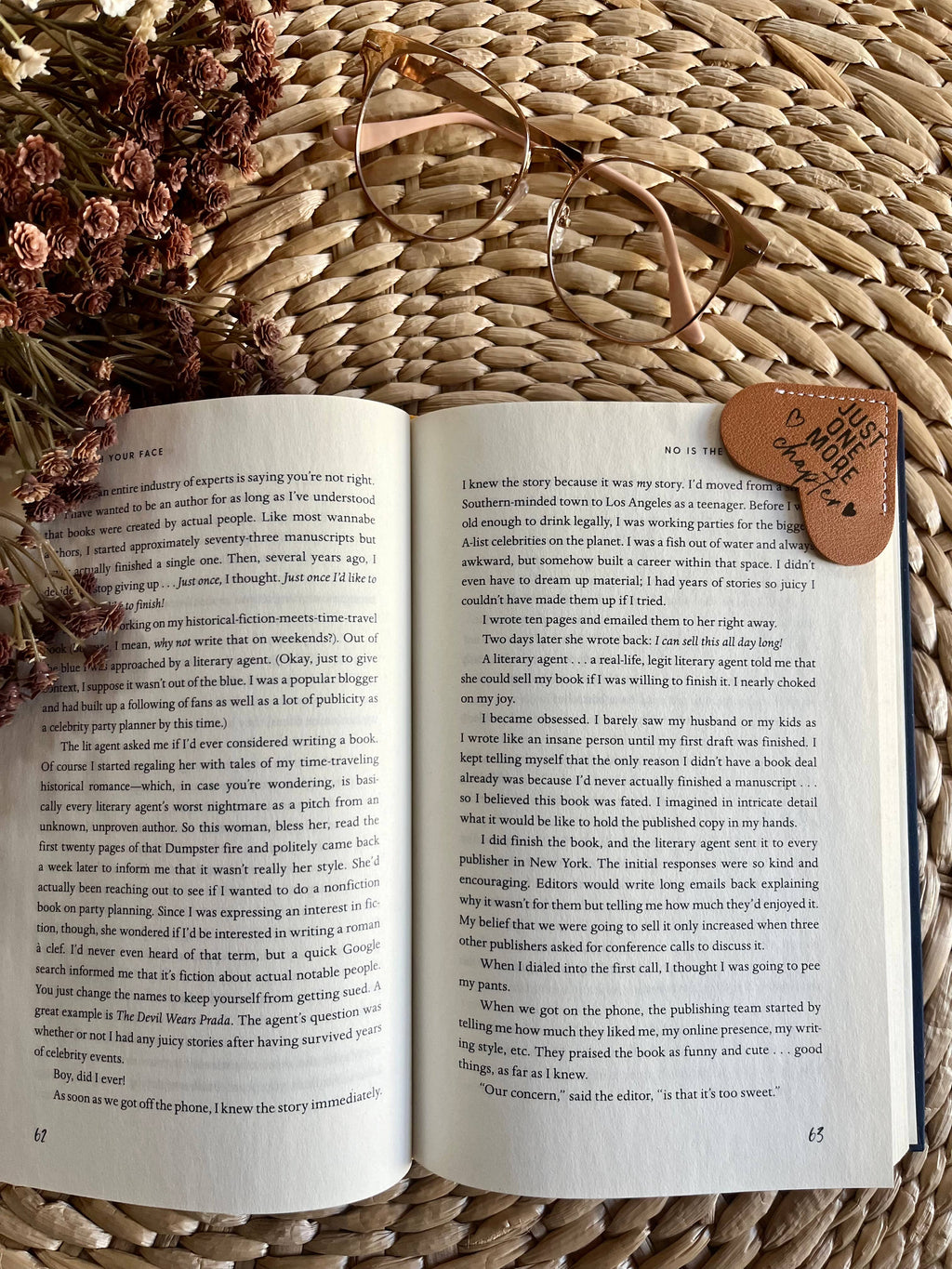 Just One More Chapter Leather Heart Bookmark Ear