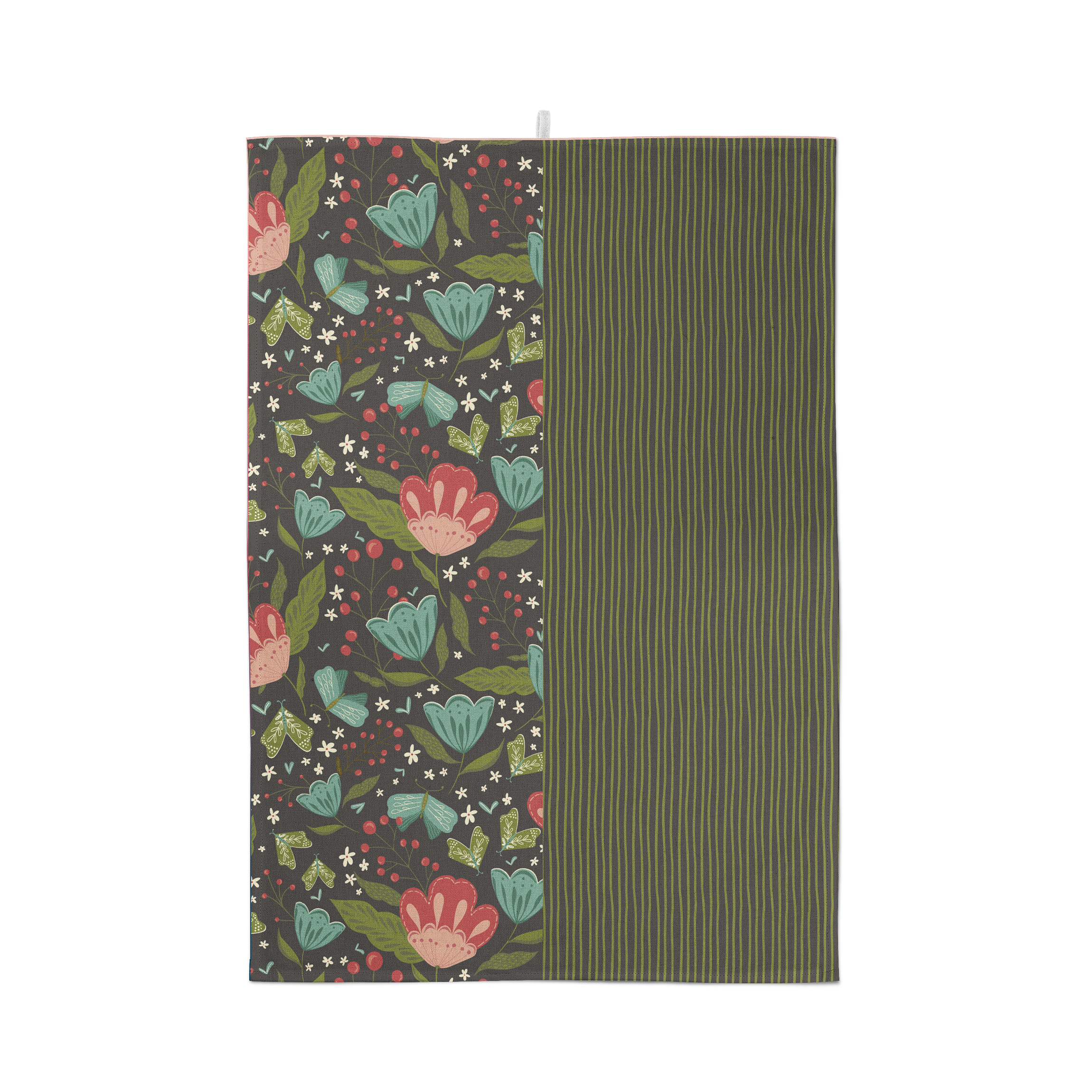 Dark Flowers Cotton Tea Towel – Spring Floral Design