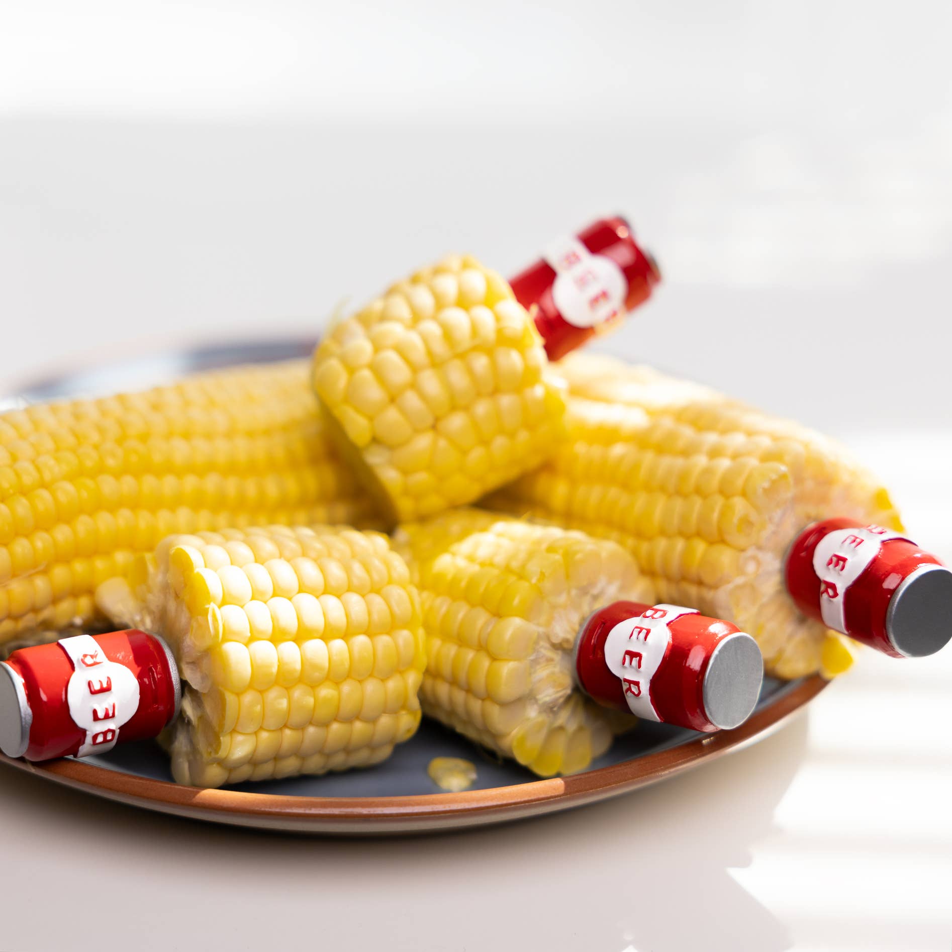 CORN HOLDERS, Beer Cans Set of 4 Pairs, 0.8” x 2.5”