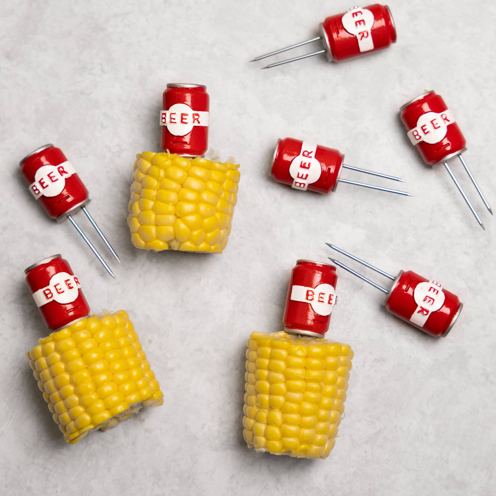 CORN HOLDERS, Beer Cans Set of 4 Pairs, 0.8” x 2.5”