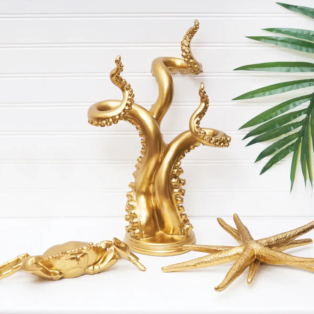 Coastal Gold Crab Decorative Figurine