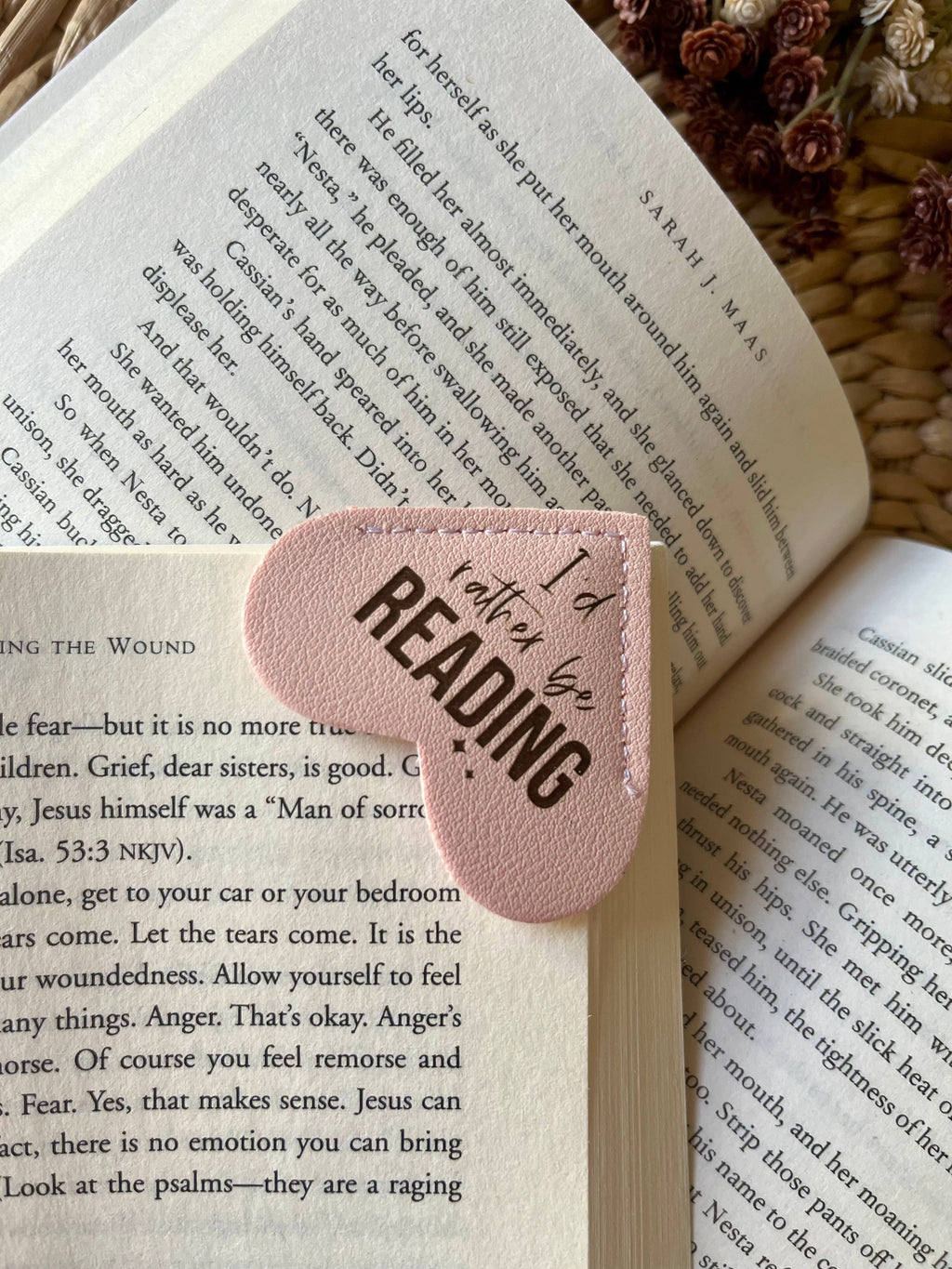 I'd rather be reading Leather Heart Bookmark Ear