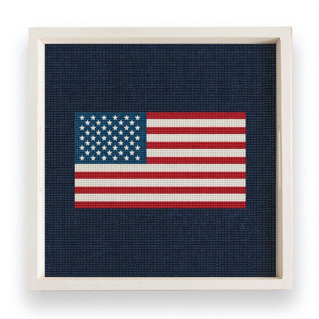 American Flag Needlepoint Serving Tray