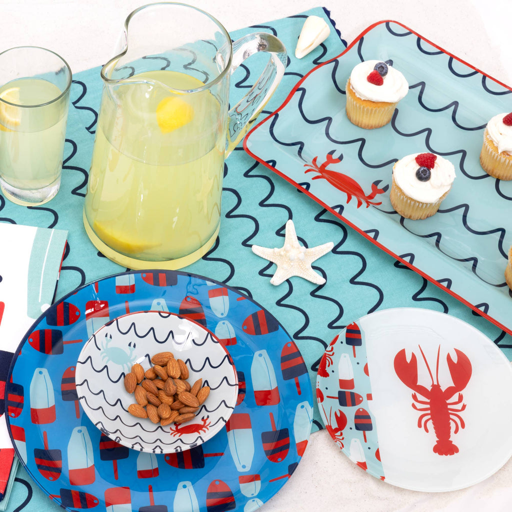Crab Beach - 16.75" x 11" Glass Serving Tray
