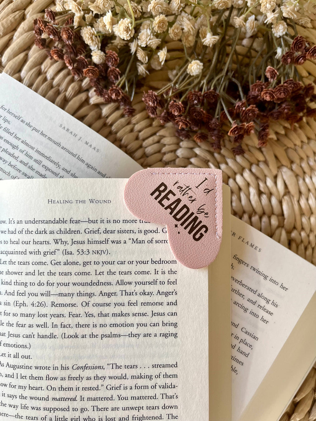 I'd rather be reading Leather Heart Bookmark Ear