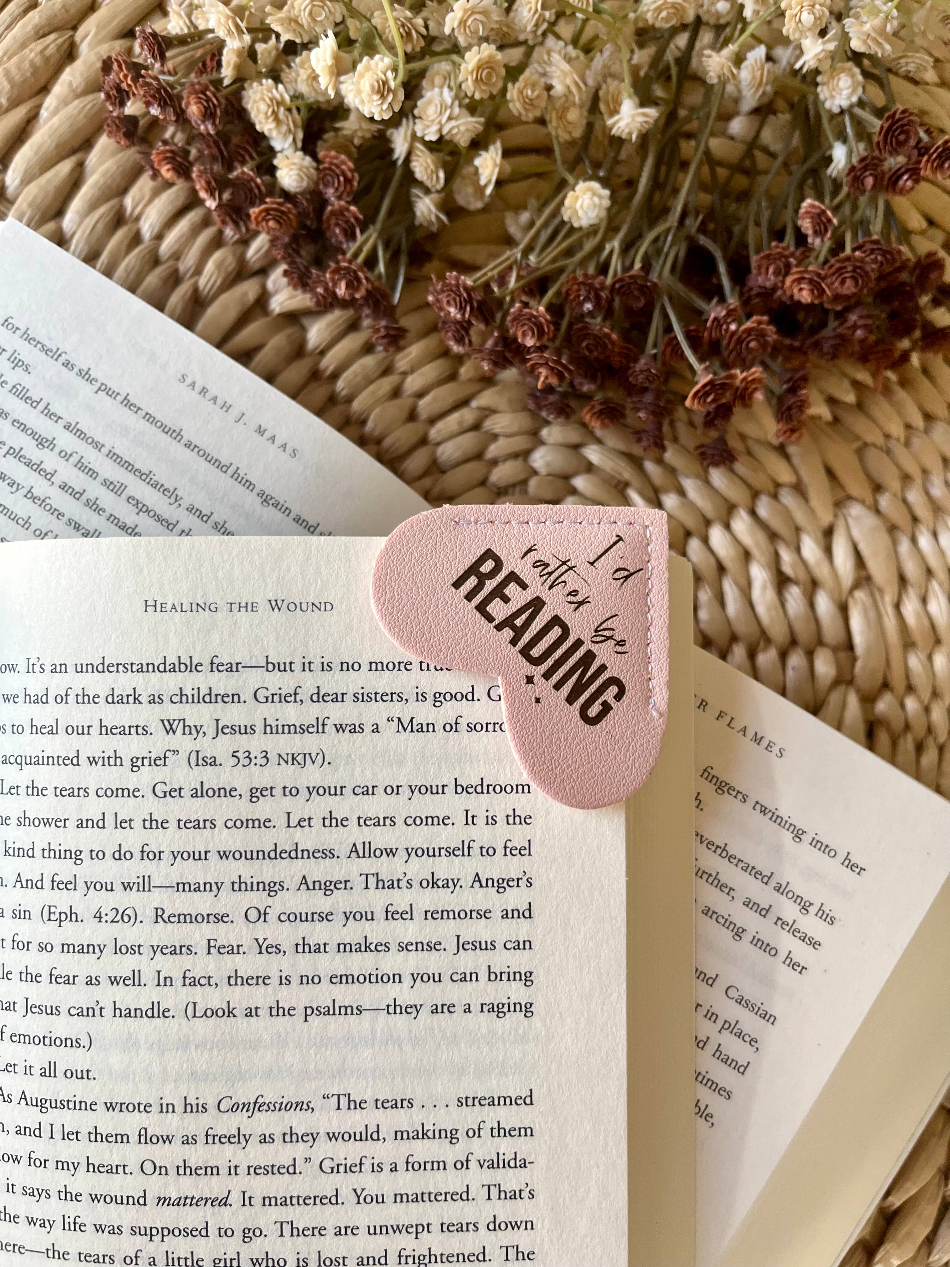 I'd rather be reading Leather Heart Bookmark Ear