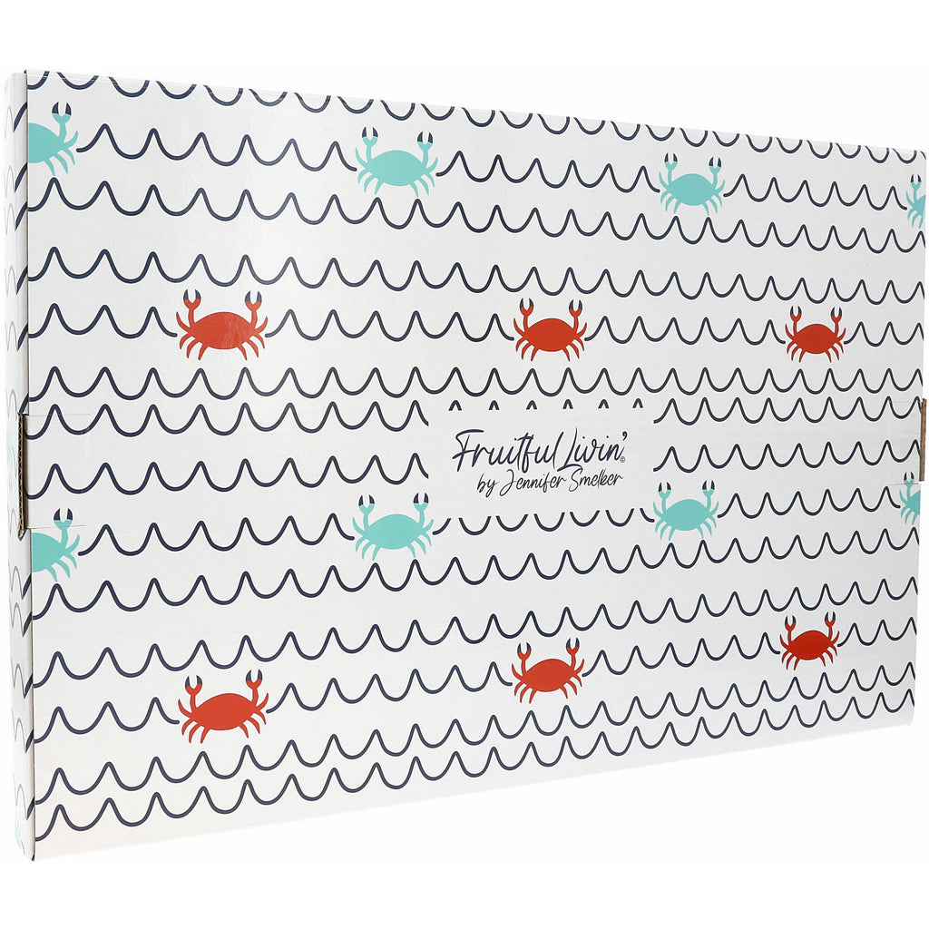 Crab Beach - 16.75" x 11" Glass Serving Tray