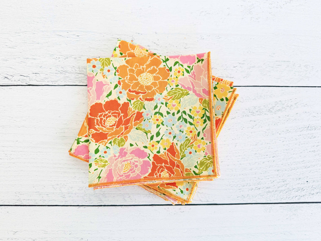 DOT AND ARMY- Marigold Cloth Napkins, set of four