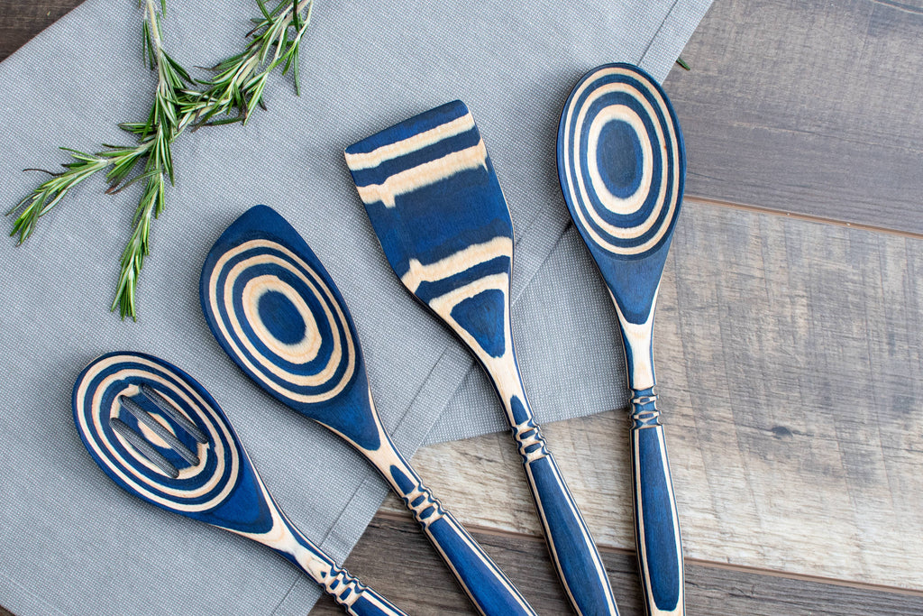 Pakka Wood Slotted Spoon - Blue