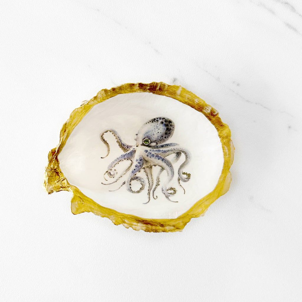 Oyster Shell  Decoupage -Trinket Dish