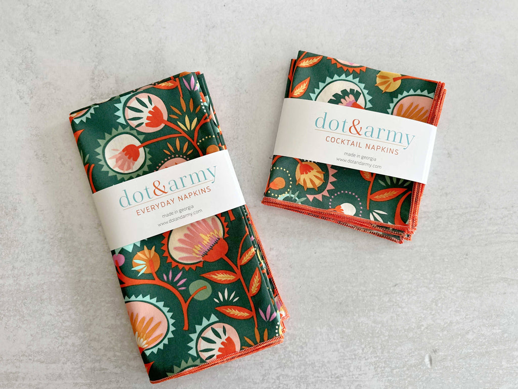 DOT AND ARMY -Desert Bloom Cloth Napkins, set of four