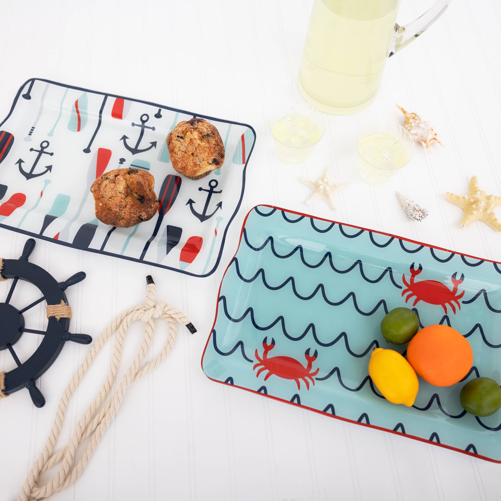 Crab Beach - 16.75" x 11" Glass Serving Tray